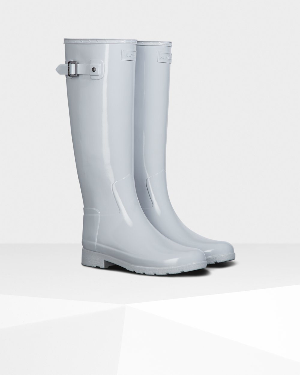 Bottes Hautes de Pluie Hunter Refined Slim Fit Gloss Femme Grise Clair YRHPTSW-21